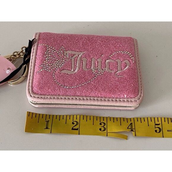 Juicy Couture Wing It Card Case Key Fob Wallet Pink Lemonade Butterfly Bling NEW - Picture 9 of 10